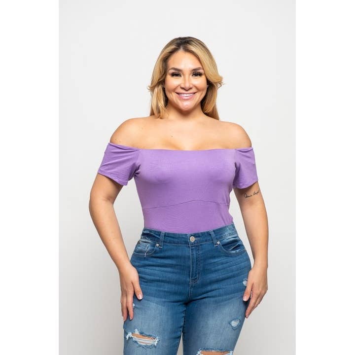 PLUS SIZE OFF SHOULDER BODYSUIT for wholesale by Curve Market