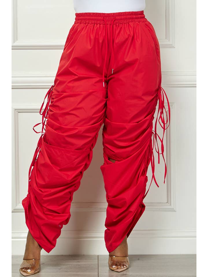 Namatt Design - Wholesale Pants - Women's - Plus Knee Slits Drawstring Side Pants