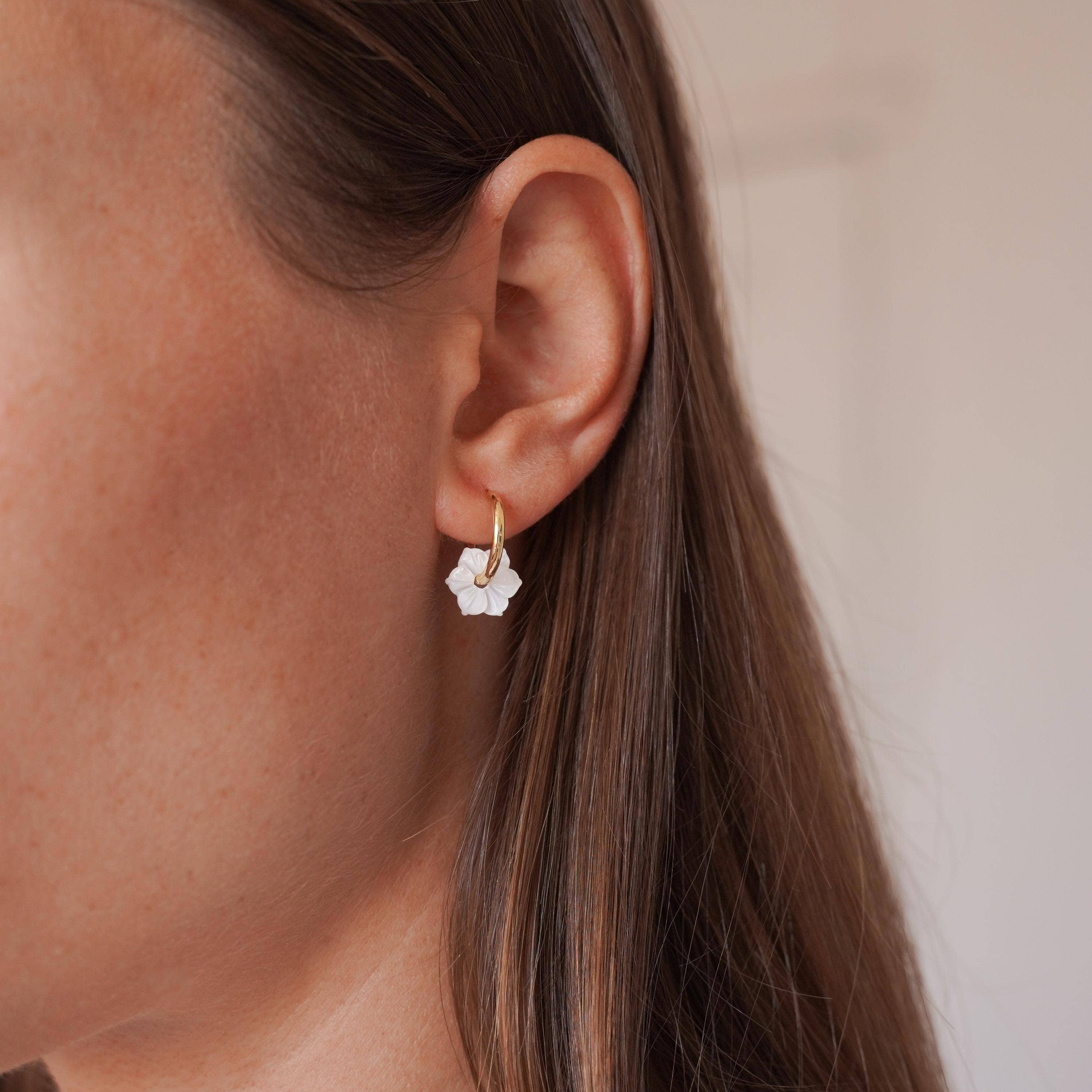 Victoire Collection - Wholesale Dangle Earrings - Stainless steel flower hoop earrings0