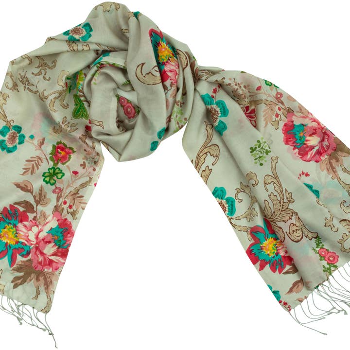 Écharpe en soie imprimée à motifs floraux pour la vente par Shirin Sehan