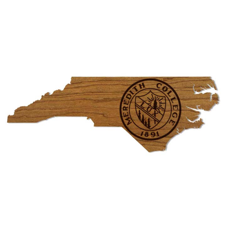 Meredith College Seal on State Wall Hanging - Crafted from Cherry or Maple Wood - Meredith Avenging Angels for wholesale by LazerEdge