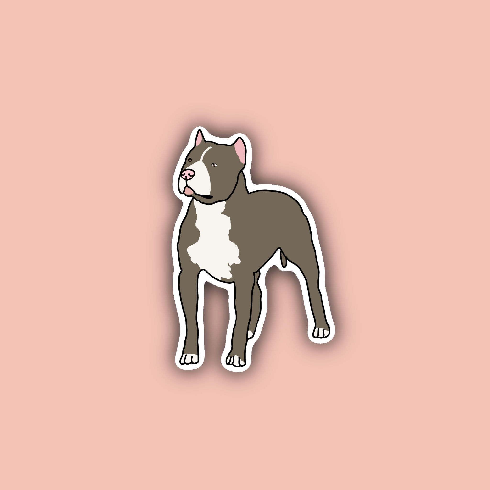 Delmarva Stickers - Wholesale Sticker - Grey Pitbull - 3" Waterproof Sticker0