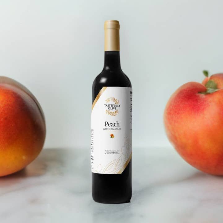 Peach White Balsamic Vinegar for wholesale by Tastefully Olive