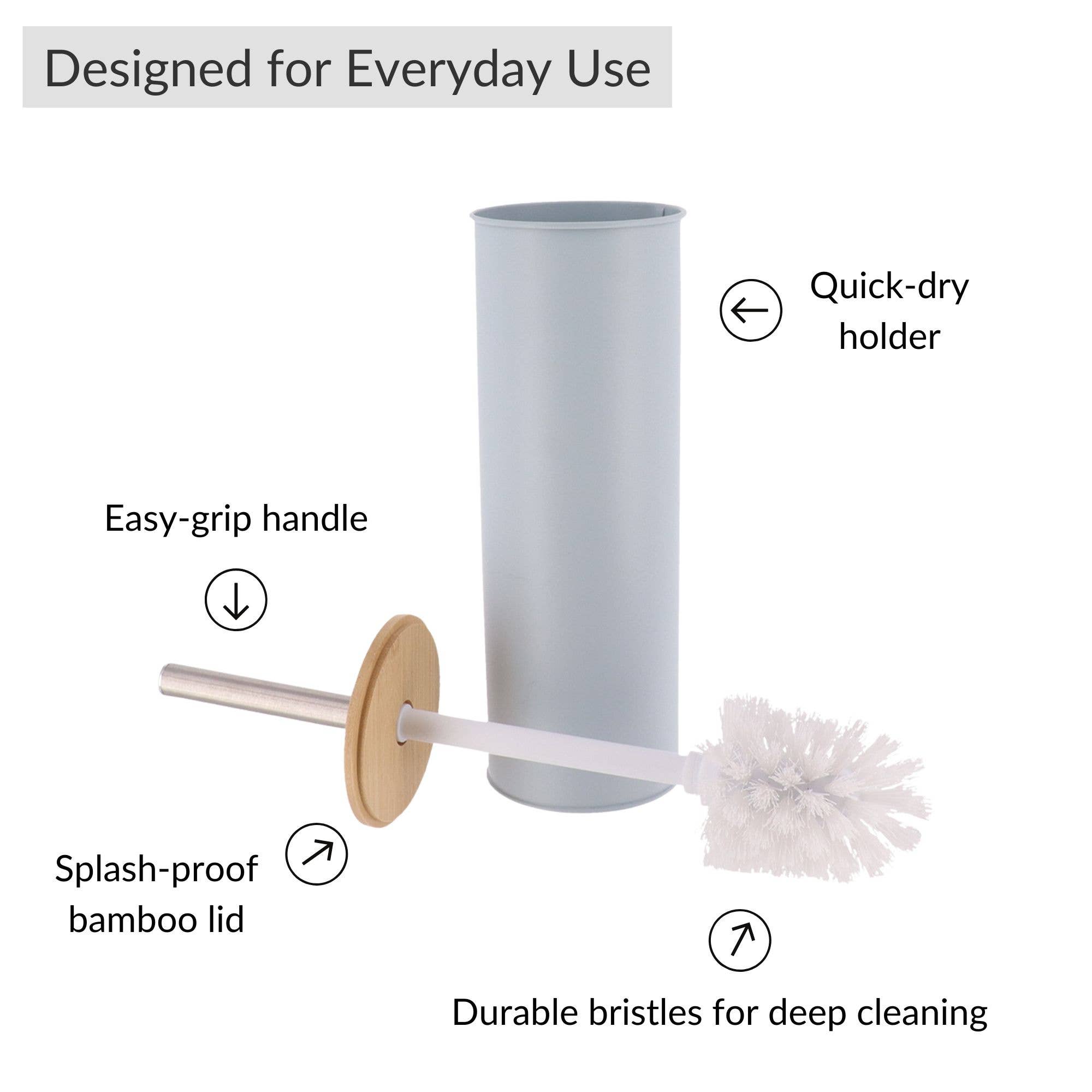 Evideco French Home Goods - Wholesale Toilet Bowl Brush - Metal Toilet Brush and Holder Set With Bamboo Lid11