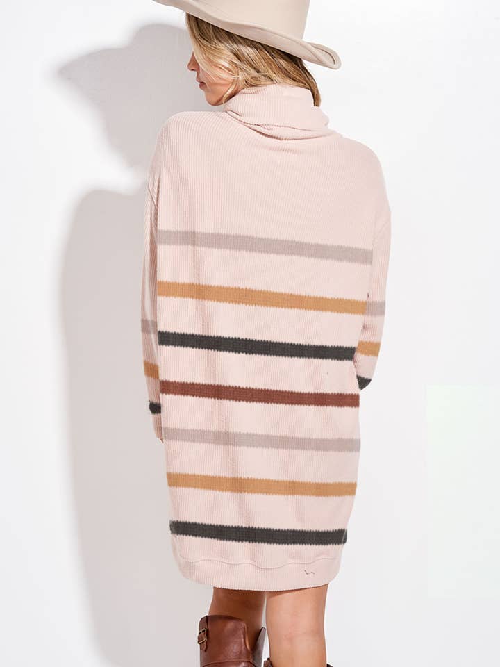 Phil Love - Wholesale Dress - Women's - T913G9925A - Striped Turtleneck Tunic Dress11