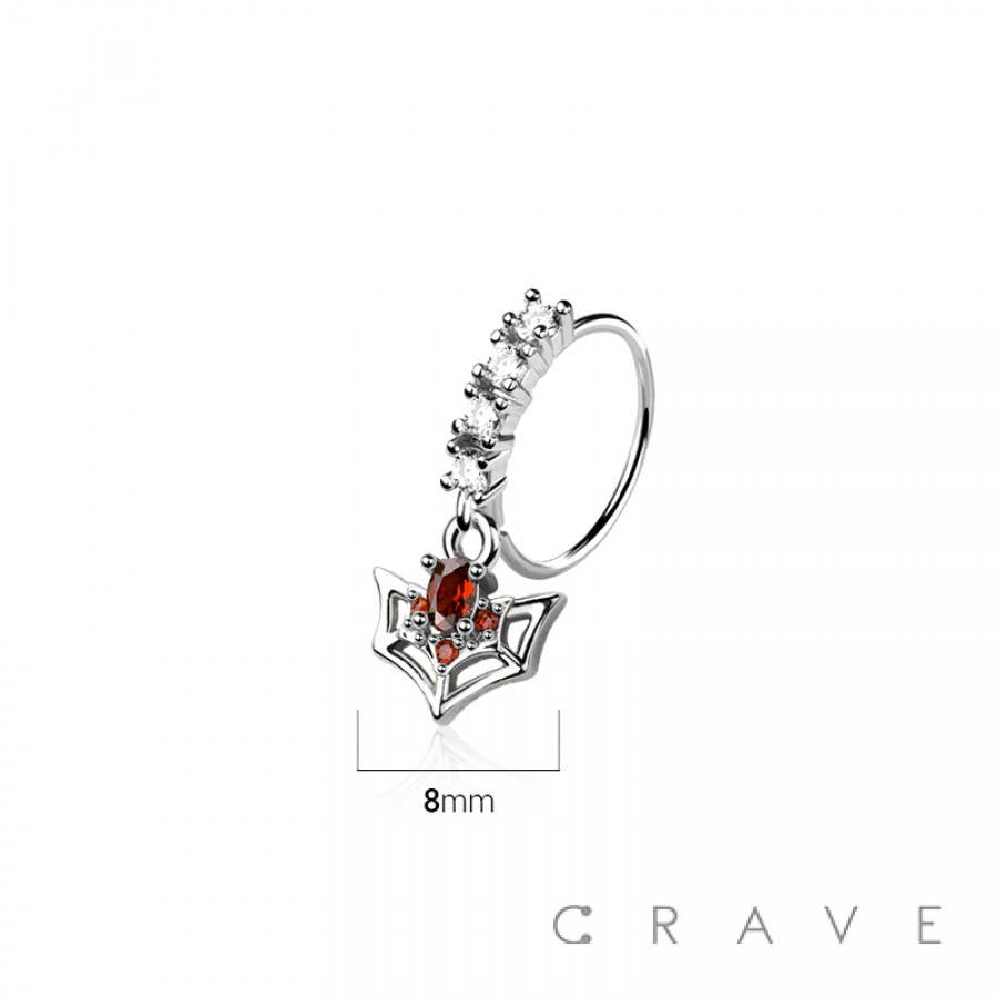 CRAVE - Wholesale Nose Ring - MULTI CZ WEB WING DANGLE CZ GEM O-RING NOSE HOOP2