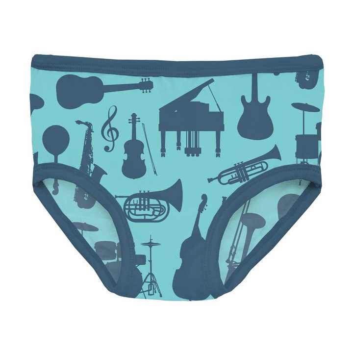 Print Girl's Underwear in Iceberg Jazz Band for wholesale by KicKee Pants