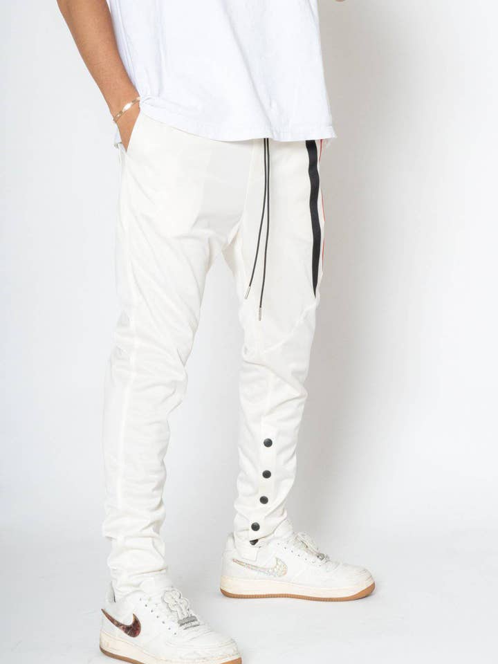 Robin K - Vendita all'ingrosso Pantalone - Uomo - Pantaloni Snap Track da uomo Blank State bianchi0