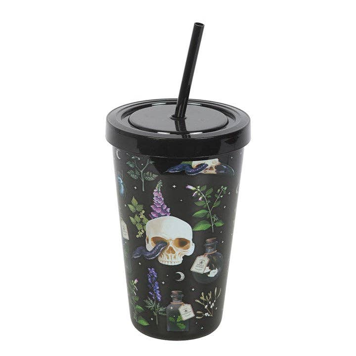 Something Different Wholesale – wholesale Insulated mug/tumbler – Venom & Vines Gothic Skull Print Tumbler with Straw1