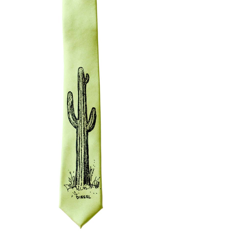 Cinder + Salt - Wholesale Necktie - Men's - Cactus Skinny Tie - Lime Green2