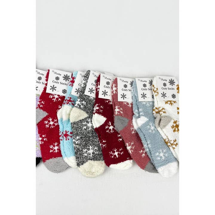ASSORTED Soft Textured SnowFlake Cozy Socks for wholesale on Faire