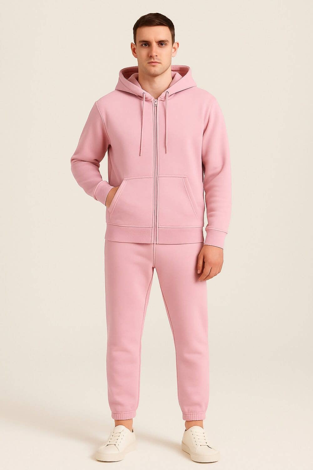 justyouroutfit – Engroshandel Træningsdragt – til mænd – Plain fleece joggingbukser med lommer og ensfarvet tracksuit0