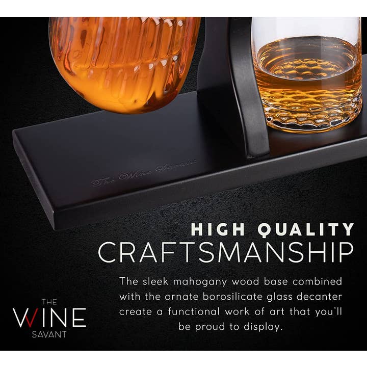 The Wine Savant / Khen Glassware - Wholesale Cocktail/Liquor Glass - Golf Club Whiskey Decanter and 4 Liquor Glasses4