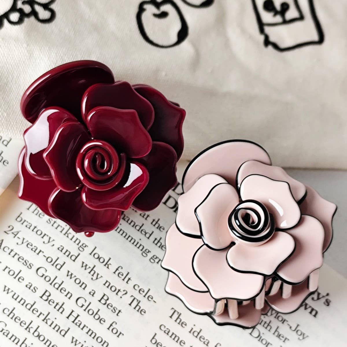 ACCITY - Wholesale Hair Clip - Women's - Rose Acetate Hair Clip - Sweet and Elegant_CWAHA071926