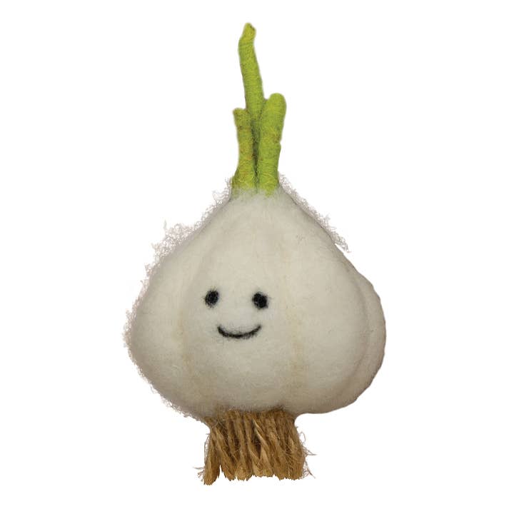 Bright Ideas - Wholesale Ornament - Happy Face Garlic Felted Ornament