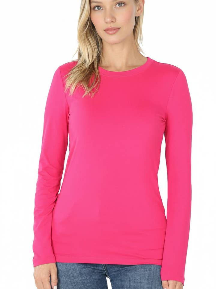 42POPS - Wholesale T-Shirt - Women's - Microfiber Long Sleeve Round Neck Tee50