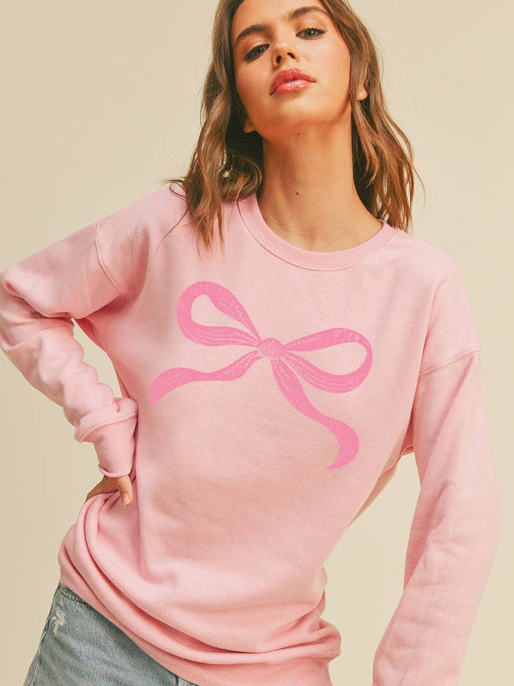 Honestee - Venta al por mayor Sudadera estampada - Mujer - Sudadera gráfica de manga larga con lazo3