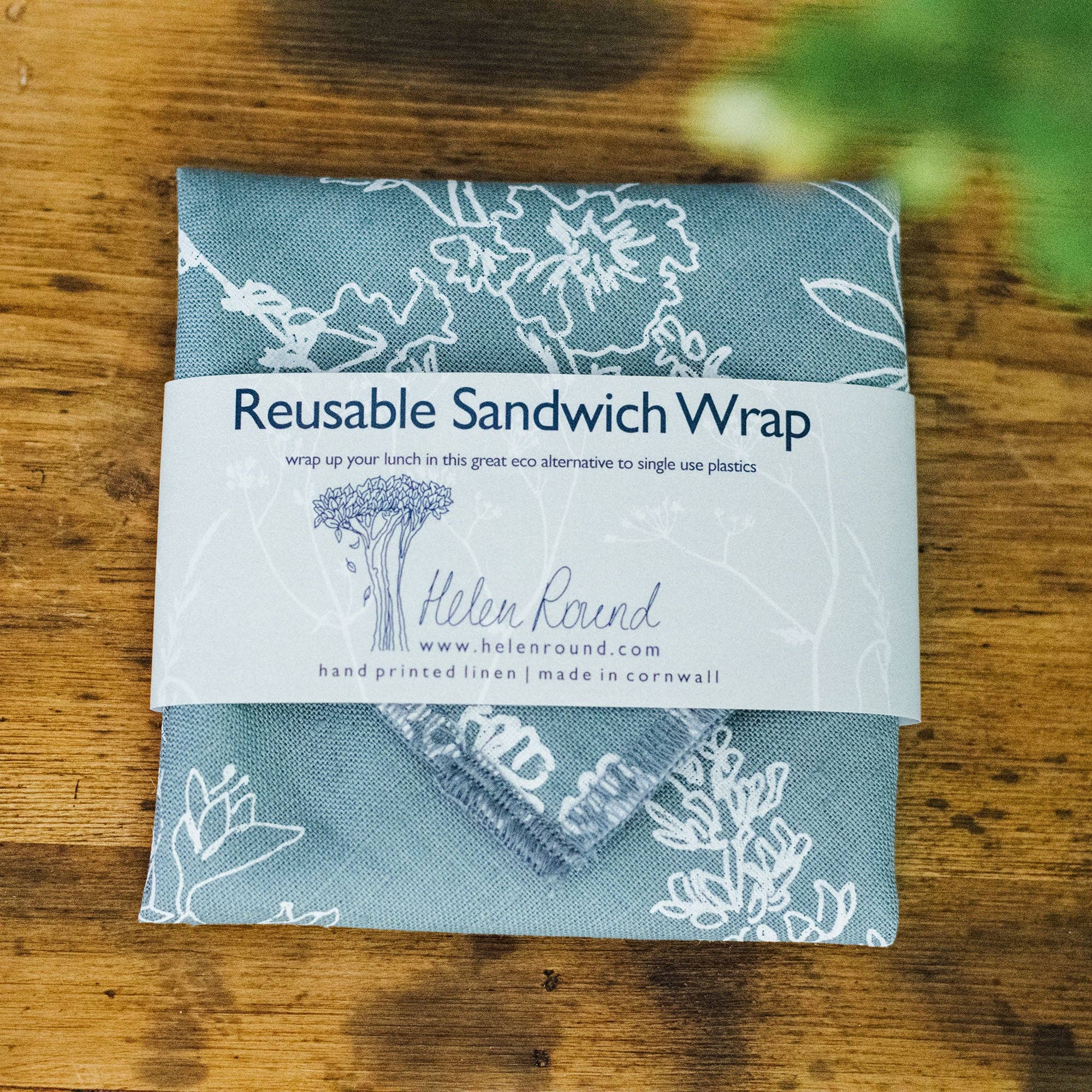 Helen Round - hand printed linen and bamboo wellness - Wholesale Food Storage Wrap/Bag - Reusable Linen Sandwich Wrap, Waterproof Food Wrap, Garden5
