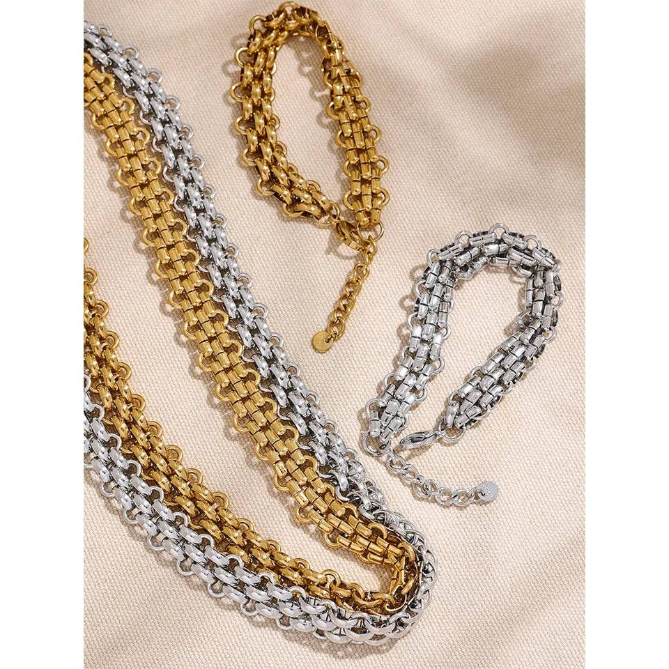 Misgraceful – wholesale Link & chain necklace – Chunky Vintage Chain Necklace - Gold or Silver1