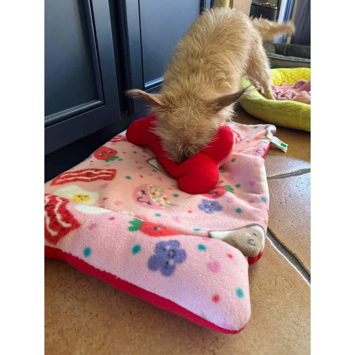 Pet Bed with Sewn-in Pillow Breakfast in Bed for Dogs & Cats for wholesale by Screaming Pickles