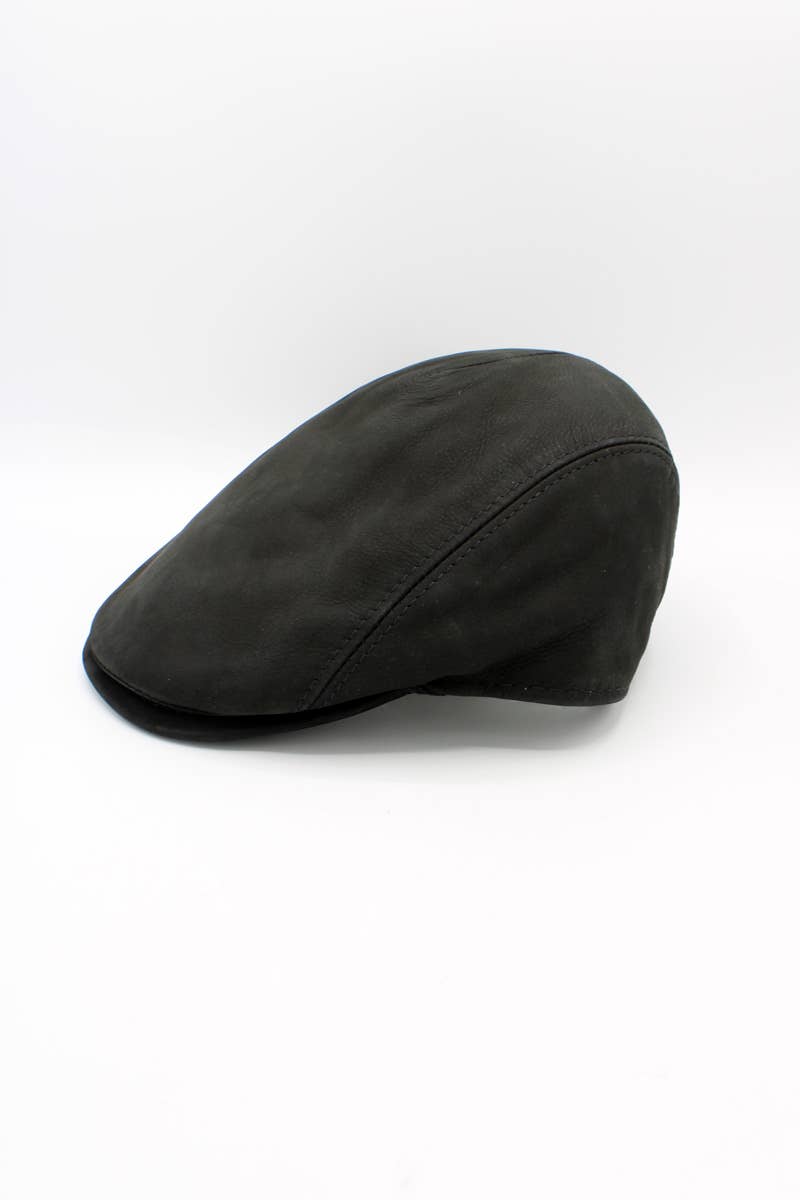 Hologramme Paris – wholesale News boy/school boy hat – Men's – 18258 Leather Cap - Black3