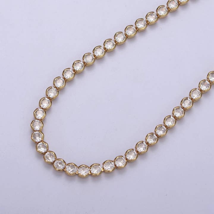 Aim Eternal - Wholesale Link & Chain Necklace - Classic Cubic Zirconia Tennis Necklace , Diamond Necklace , 14K Gold Filled Tennis Adjustable Necklace Layer Necklace WA-790