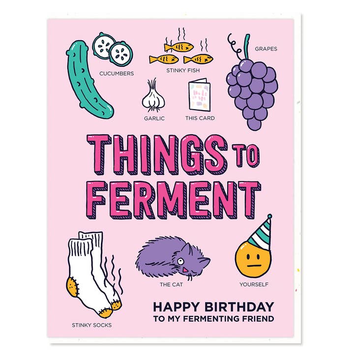 Fermented Birthday Card for wholesale by Semi Sweet Press