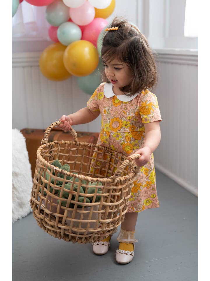 Strawberry Jam Kids - Wholesale Dress - Baby - Vintage Marigold Floral Peter Pan Collar Dress Baby Toddler
