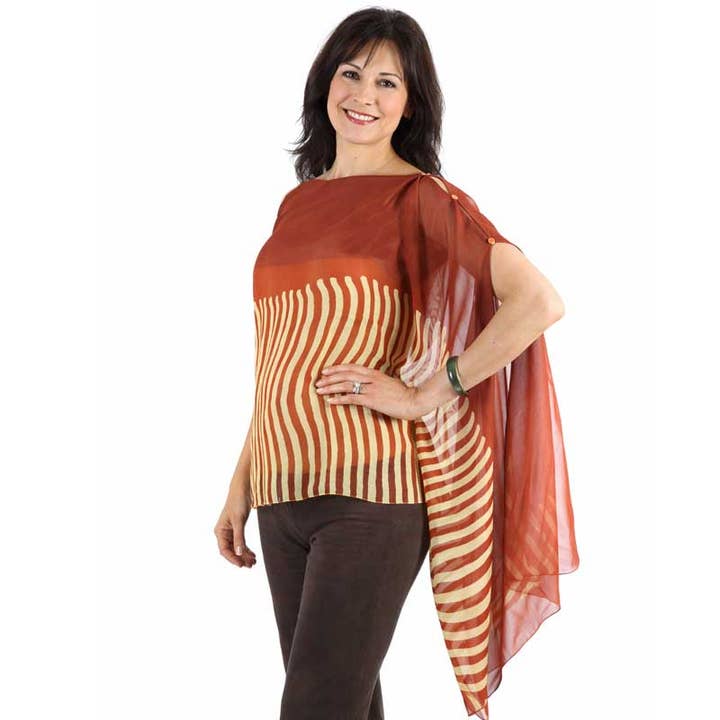 The Magic Scarf Company - Vendita all'ingrosso Poncho - Donna - Poncho/Cappa setosa con sei bottoni35