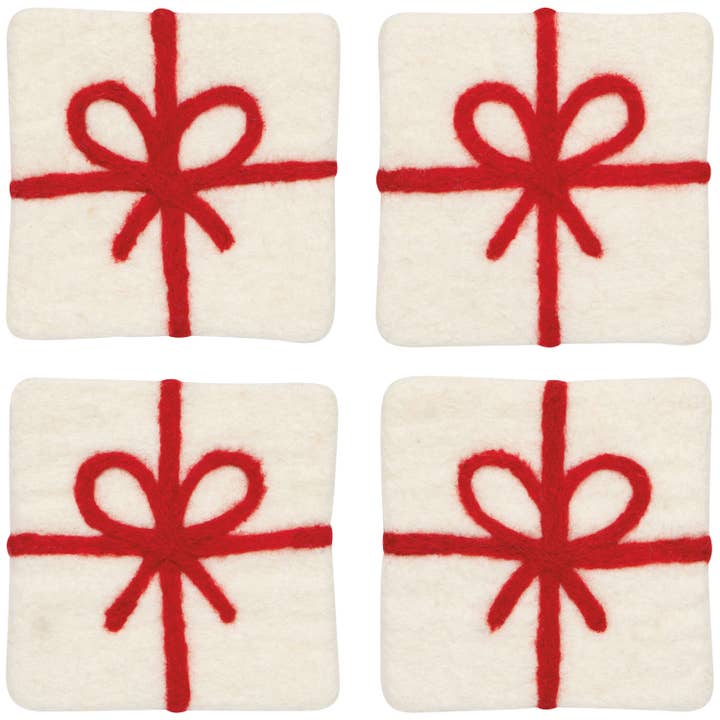 Presents Christmas Felt Wool Coaster Set of 4 for wholesale by Danica Jubilee