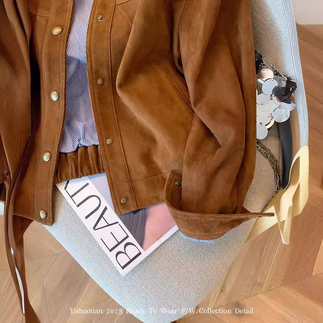 Brown Lockere, lässige Kurzjacke mit Taschen für den Großhandel auf Faire6