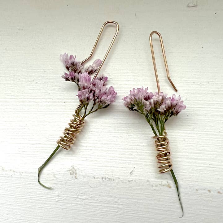 Flower Holder Coil Dangle Earrings for wholesale by Rachel Pfeffer