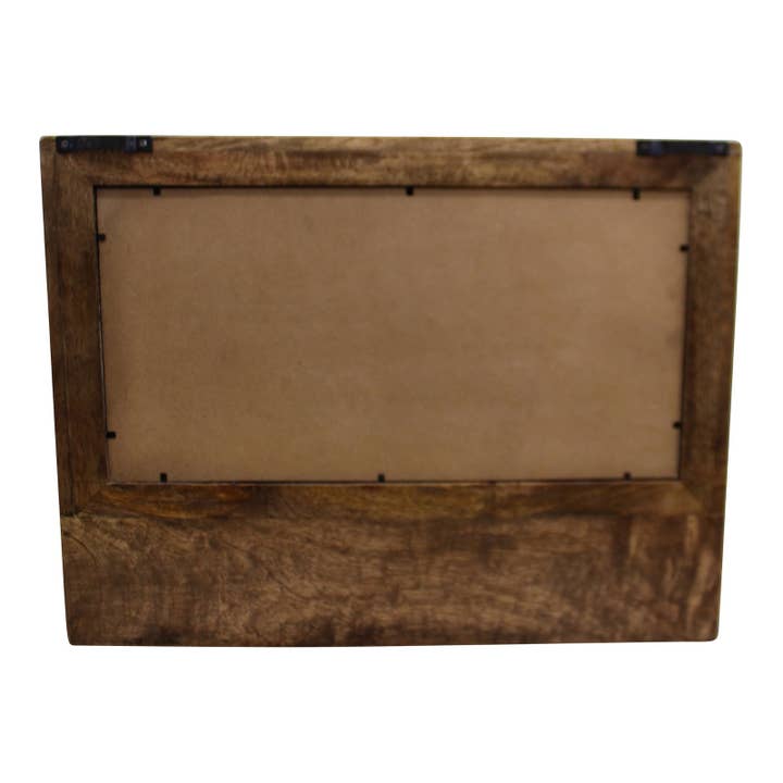 Brown Mango Wood Wall Shelf With Mirror & Storage Slots for wholesale on Faire