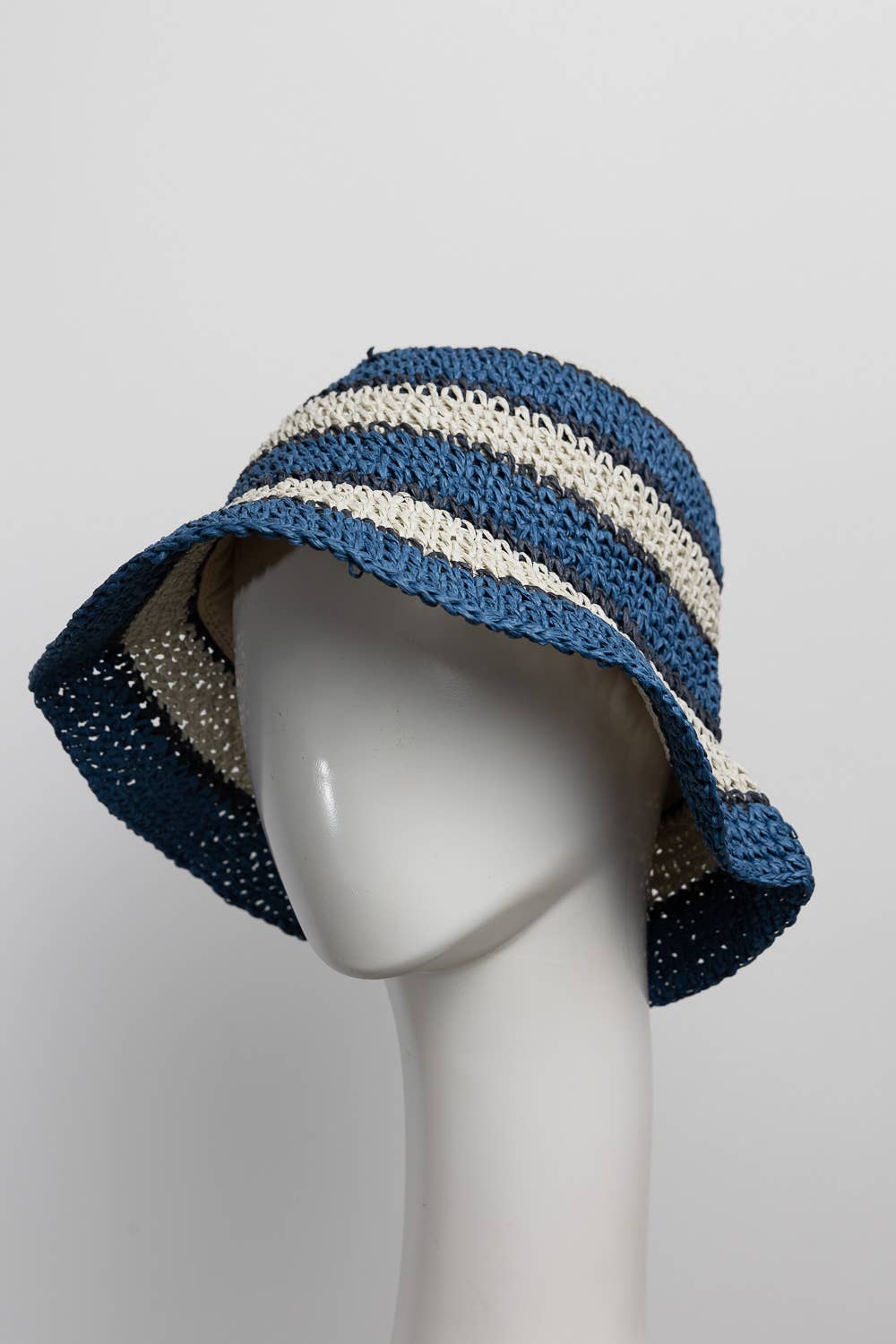 Leto Accessories - Wholesale Bucket Hat - Women's - Crochet Stitched Striped Pattern Bucket Hat4