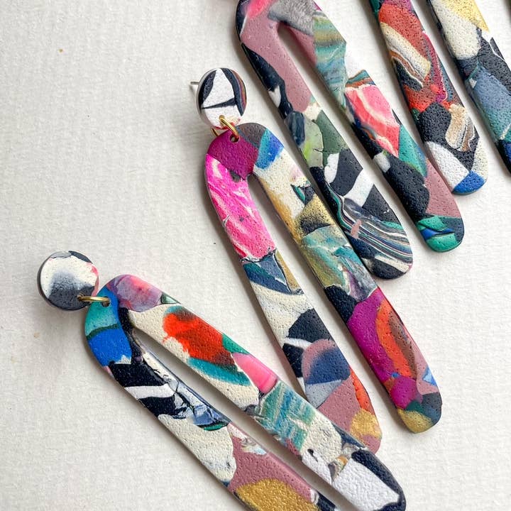 Noble Fawn Jewelry - Wholesale Dangle Earrings - Long Multi Colored Arches2