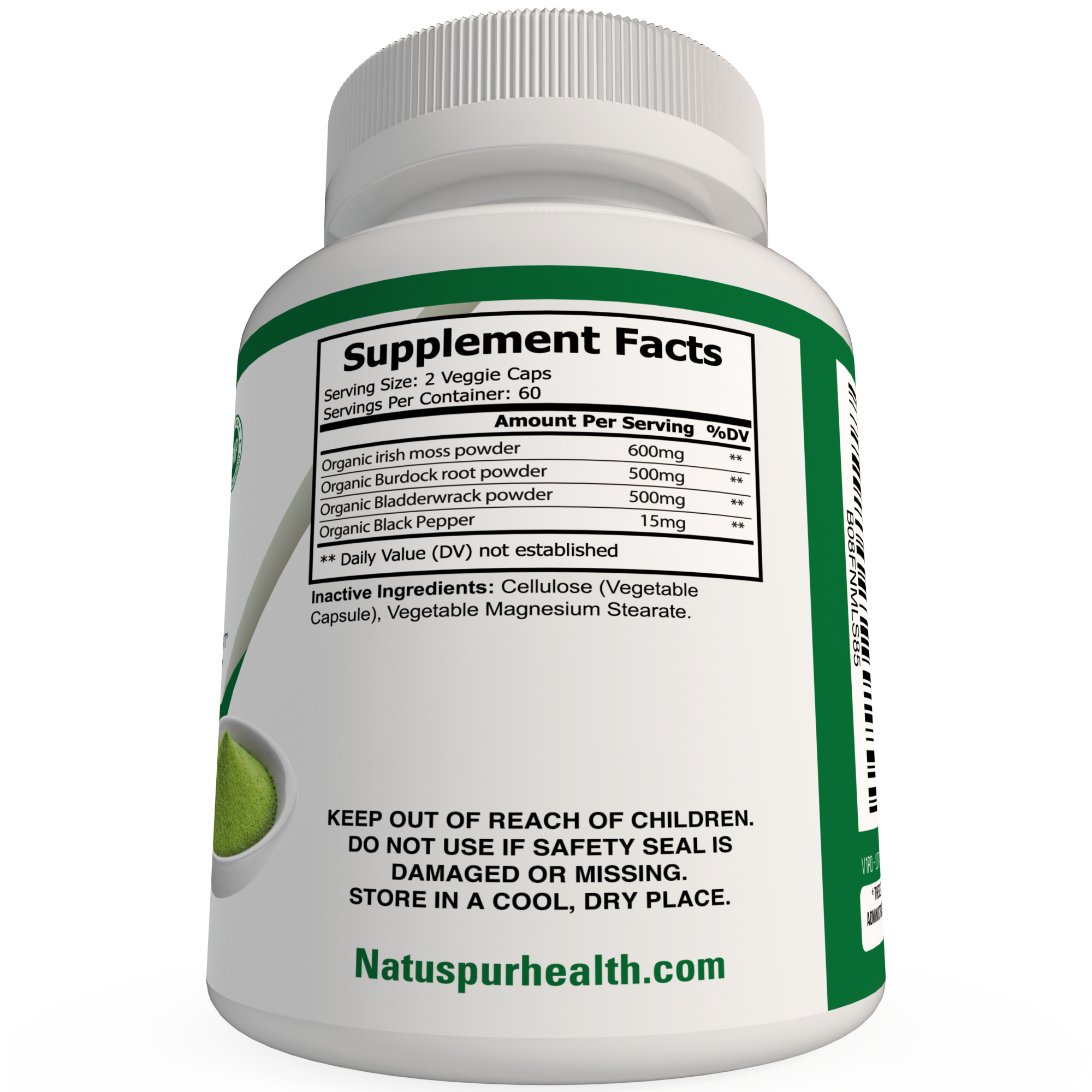 Natuspur - Wholesale Oral Supplement/Vitamin - Irish Sea Moss 1600mg Organic Supplement with Bladderwrack and Burdock Root with Black Pepper6
