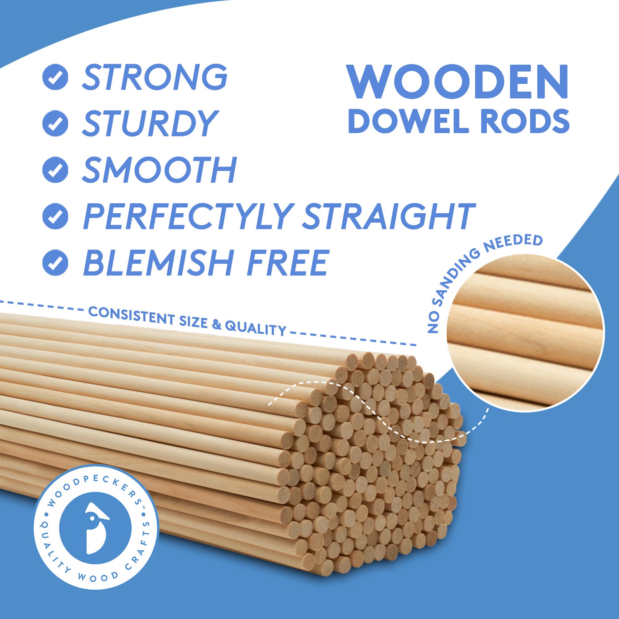 Woodpeckers Crafts - Wholesale Craft Supplies - WOOD DOWEL ROD, 1/2" X 72"2