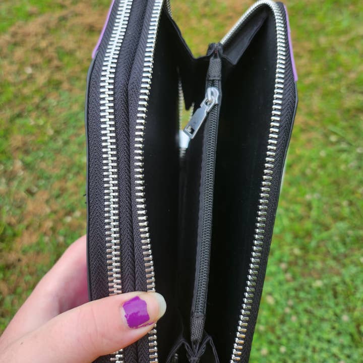 CatHead Pins - Wholesale Wallet - Women's - Glitter Purple Drip Coffin Wallet Gothic Goth2