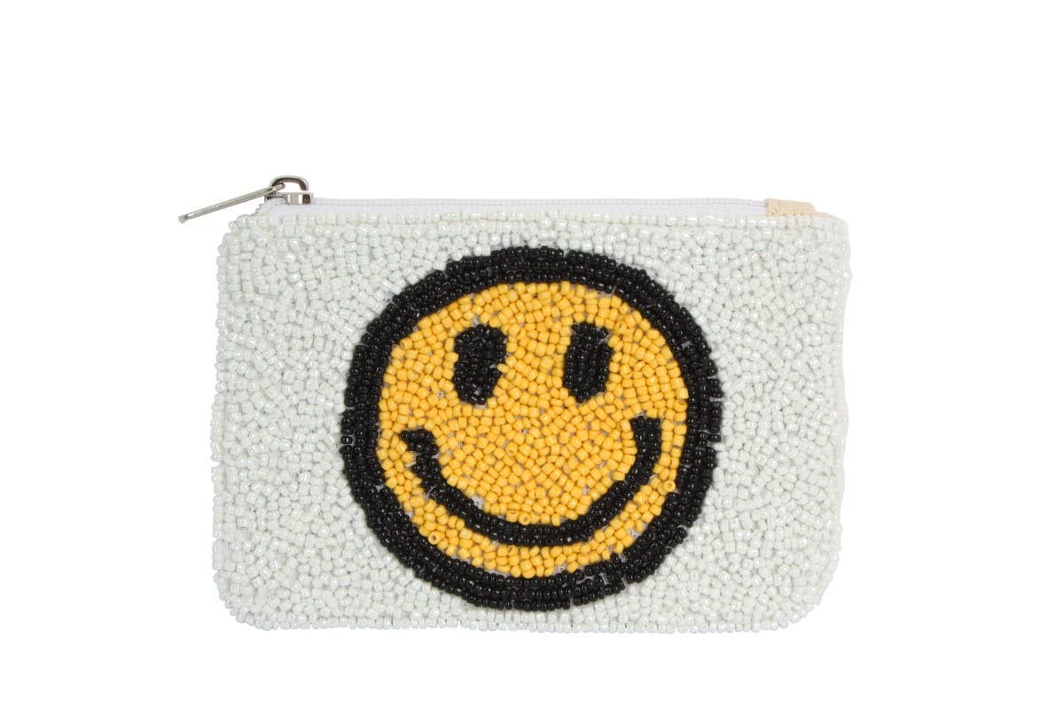 Nima Accessories Inc - Wholesale Coin Purse - Women's - Ladies Fully Beaded HAPPY FACE Theme Fashion Coin Purse