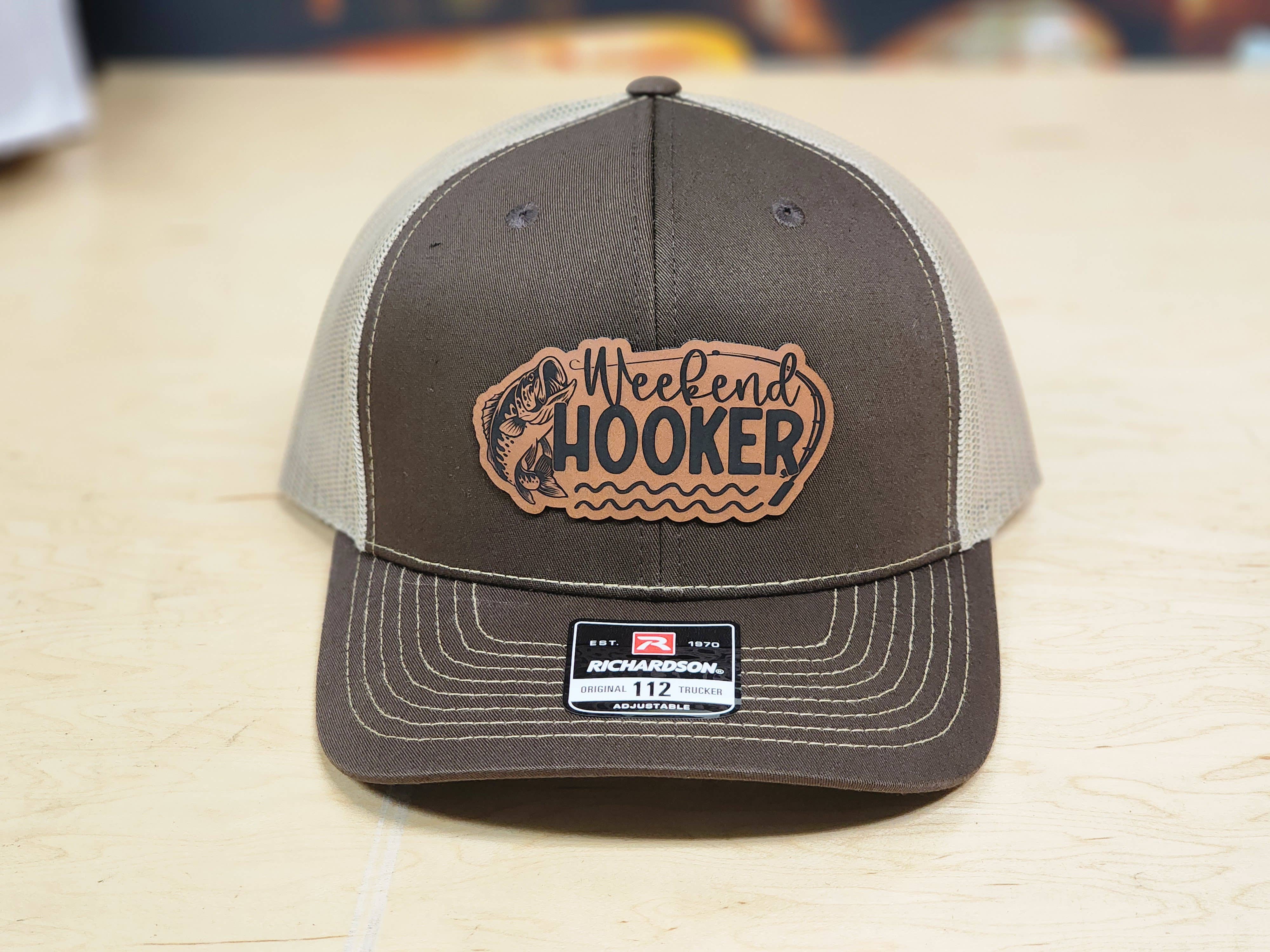 Knot Creatives - Wholesale Trucker Hat - Unisex - Funny Fishing Hat, Brown Weekend Hooker, Richardson 1126