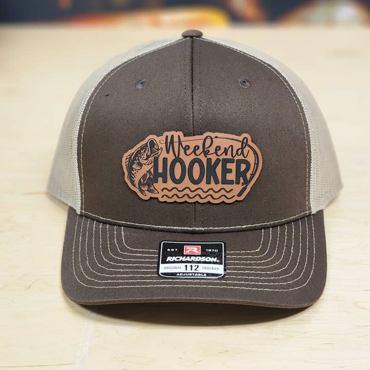 Knot Creatives - Wholesale Trucker Hat - Unisex - Funny Fishing Hat, Brown Weekend Hooker, Richardson 1126