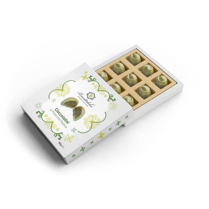Pistachio chocolates for wholesale by Bronte Dolci