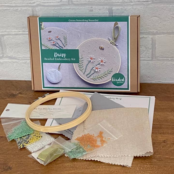 The Beaded Garden - Wholesale Embroidery/Cross Stitch Supplies - Daisy Bead Embroidery Craft Kit for Adults. Creative Gift.