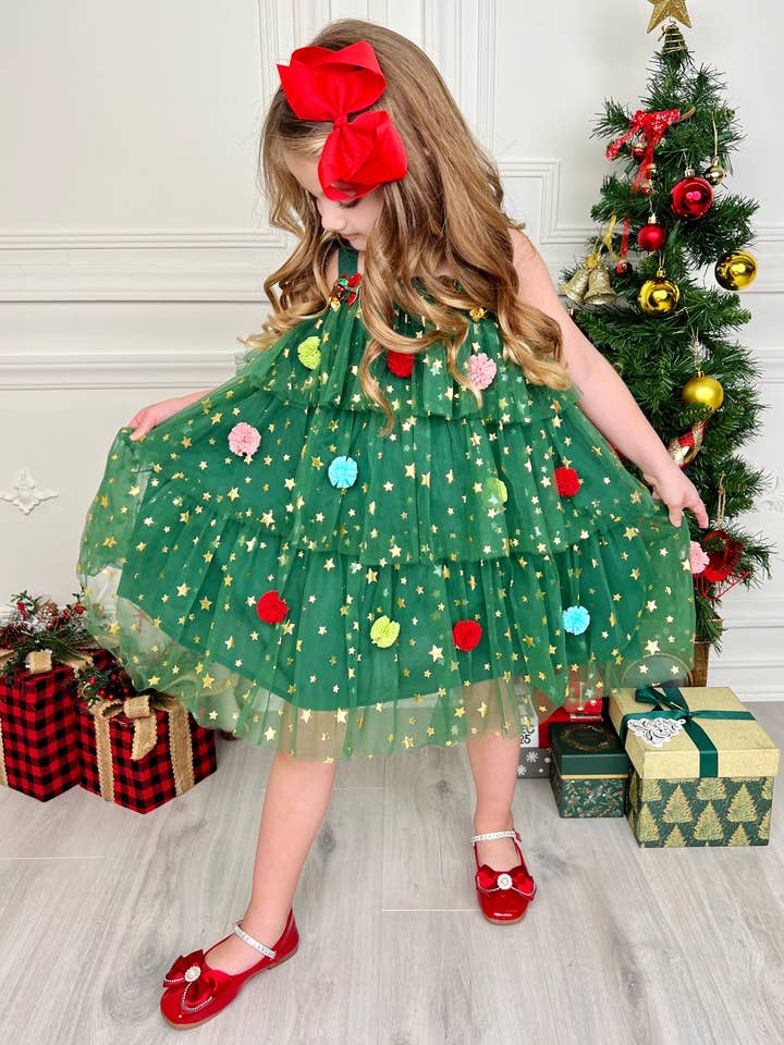Green Christmas Ornament Starry Tulle Dress for wholesale on Faire