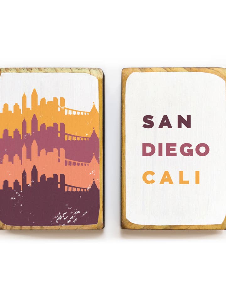 San Diego, California, Retro Skyline - Bookends for wholesale by ARCHd