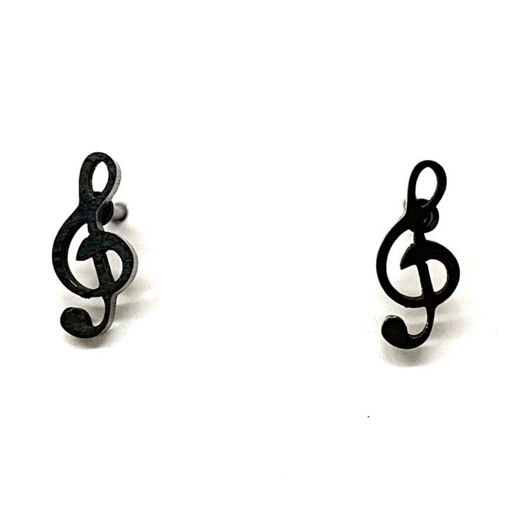 Boucles d'oreilles note de musique noire pour la vente par Royce and Oak