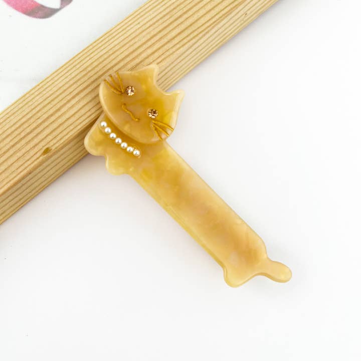 SoapElenGlen - Vendita all'ingrosso Fermaglio per capelli - Donna - Fermaglio a Becco d'Anatra con Collana di Perle per Gatto, Fermaglio Elegante per Capelli di Gatto