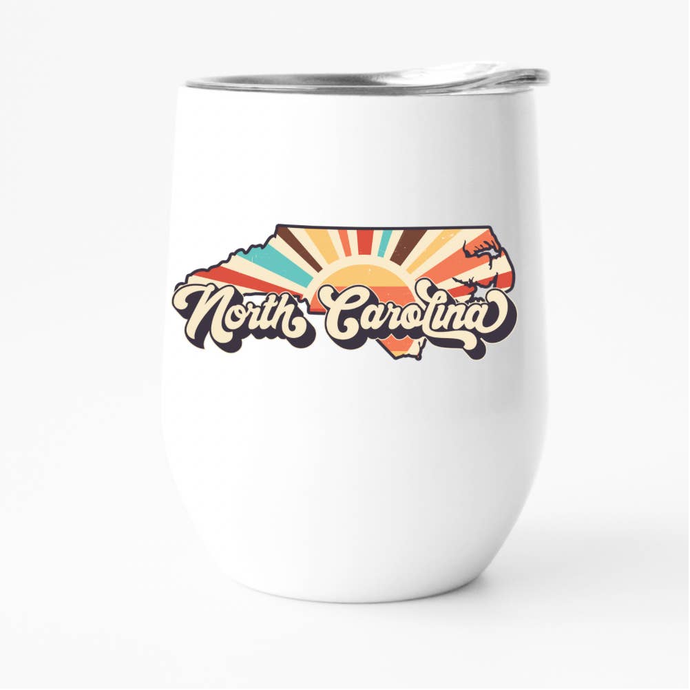 Fbombs & Booze - Wholesale Insulated Mug/Tumbler - Retro North Carolina Wine Tumbler, State Pride Tumbler