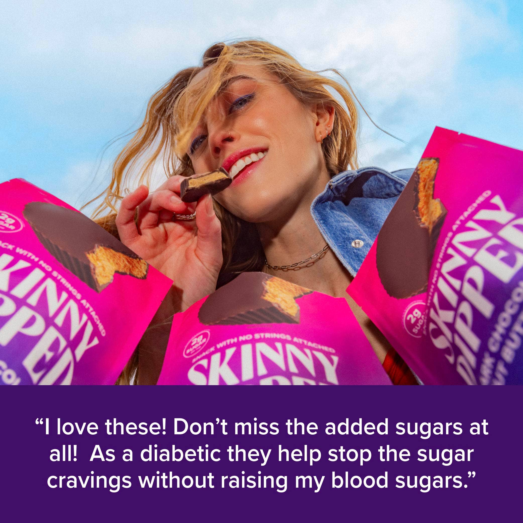 SkinnyDipped - Wholesale Chocolate Covered Sweets - Mini Dark Chocolate Peanut Butter Cups, .53oz4