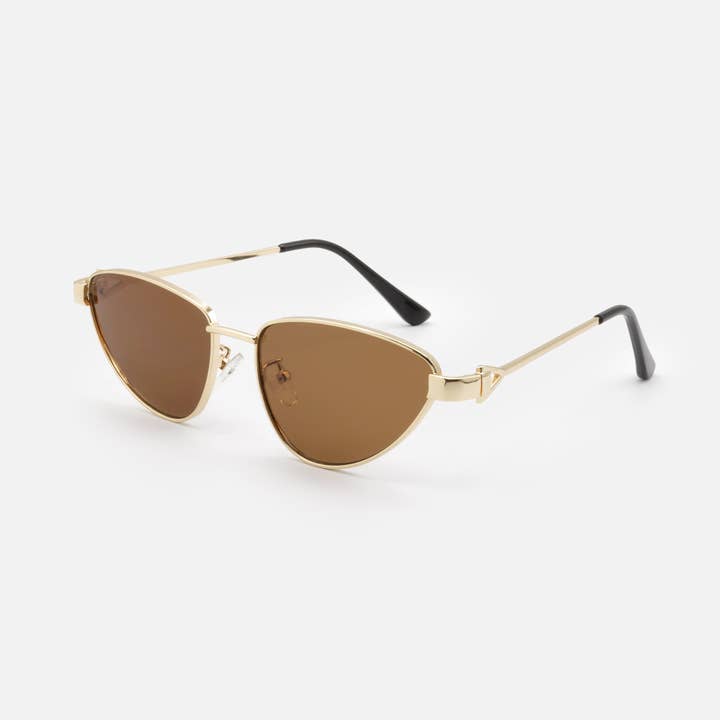 SG251-017GL - Gold-rimmed sunglasses with brown lenses for wholesale by Bizou